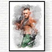 1 件/3 件墙面艺术海报可选框架流行混合武术 MMA 海报拳击手水彩墙面艺术印刷帆布画臭名昭著的图片用于家居装饰,带框架的墙面艺术 - 彩色 - 查看 38