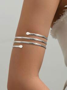 1 Piece, Simple And Hollow Three-Layer Metal Alloy Armband, Unique Hip-Hop Punk Niche, Gold And Silver Armband With Adjustable Opening, Ladies' Bracelet, Gold Jewelry, Suitable For Parties And Vacations