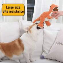 Juguete de peluche en forma de dinosaurio resistente para perros - Juguete de peluche de dinosaurio resistente a masticar para Corgi, Chow Chow, Golden Retriever, Teddy Dog como accesorio de entretenimiento para mascotas