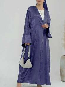 Women's Tie-Dye Batwing Sleeve Loose Abaya Maxi Cardigan Jacket, Modest Robe - Gypsophila Purple - View 4