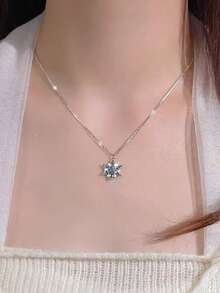 1件精美獨特的淺藍色雪花吊墜項鍊,完美作為生日禮物 - 銀色 - 查看 3