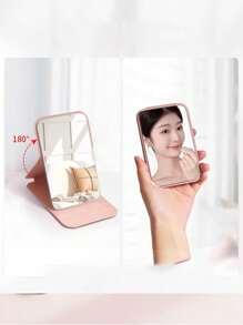 1 szt. składane przenośne lusterko do makijażu ze stojakiem, lusterko podróżne, narzędzie kosmetyczne, lusterko toaletkowe, lustro do makijażu stołowego, kompaktowe składane kieszonkowe lusterko do makijażu, prostokątne małe minimalistyczne składane lusterko do makijażu do podróży, kompaktowe, składane, urocze kieszonkowe lusterko, składane ręczne lub na biurko, odpowiednie do akademika, biura i podróży, damskie kompaktowe lusterko, Quick Touch - najlepszy prezent na urodziny, ukończenie szkoły