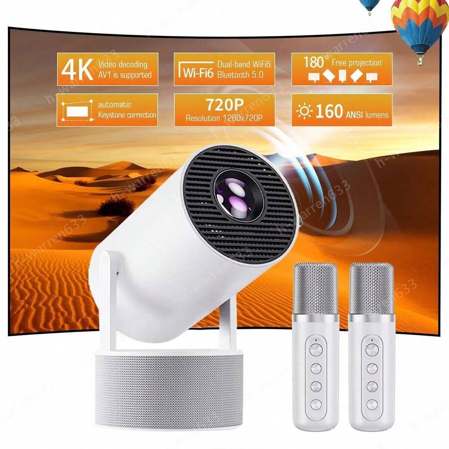 NetHong 5G 4K Projector Smart HD LED WiFi Bluetooth HD.MI USB Office Home Theater Android - White - View 1