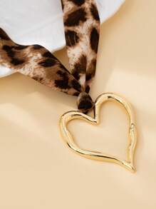 1pc Retro Fashionable Sexy Leopard Print Heart Pendant Necklace