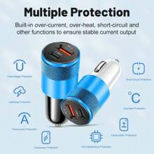XJDR 1pc 3.1A Dual Port USB Car Charger With USB-A And USB-C Ports, Aluminum Alloy Metal Fast Charging Adapter