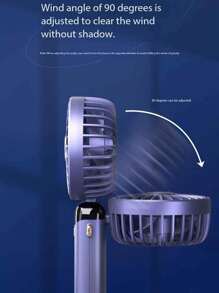 1 pieza Mini ventilador de mano USB unisex, esencial de verano, a juego de colores, de pie, plegable, de 5 aspas, 5 velocidades, silencioso, con indicador de batería, adecuado para exteriores, camping, viajes, playa, deportes, oficina, escuela, fiestas en la piscina, uso diario