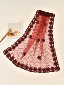 1条女士时尚刺绣80*80厘米方形围巾/头巾 - 05-酒紅色 - 查看 3