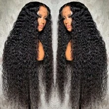 42 Inch 200% Density 13x4 Lace Front Human Hair Wig Short Curly Bob Lace Front Human Hair Wigs PrePluck With Baby Hair Water Wave Frontal Wigs For Women 13x4 Deep Wave Lace Front Wig Wear Go Glueless Wigs Human Hair Pre Plucked Pre Cut 5x5 4x4 HD Closure Wigs Human Hair