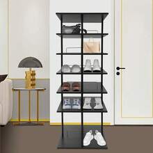 5-Tier Rotating Shoe Rack Tower, 360° Rotating Shoe Storage Organizer, Wooden Shoe Rack Shoe Carousel For Hallway, Bedroom And Entryway - 黑色 - 查看 4