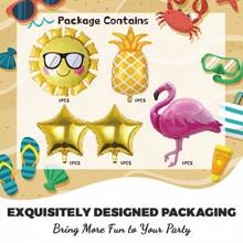 124pcs Hawaii Themed Large Foil Balloons Set, Pineapple & Flamingo Outdoor Party Balloon Arch, Birthday, Valentine's Day Supplies