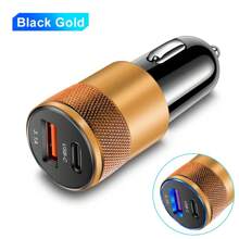 XJDR 1pc 3.1A Dual Port USB Car Charger With USB-A And USB-C Ports, Aluminum Alloy Metal Fast Charging Adapter