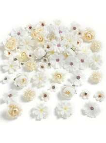 20 piezas - Combinado de flores artificiales de estilo floral púrpura, flores de seda dalias y rosas con tallos para manualidades de boda nupcial, baby shower, arreglos florales, centros de mesa, decoración del hogar