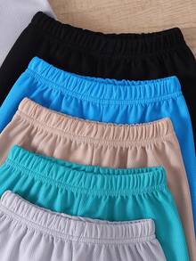 Conjunto de 10 peças para meninos: camiseta casual colorida de malha combinada com shorts coloridos, ideal para atividades ao ar livre na primavera/verão.