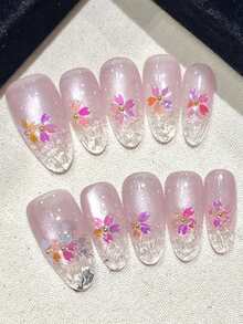 1盒/3盒樱花美甲亮片，金色线条，粉色激光白甜樱花花瓣亮片，日式DIY美甲饰品，美甲宝石，美甲用品，美甲沙龙配件工具 - 彩色 - 查看 5