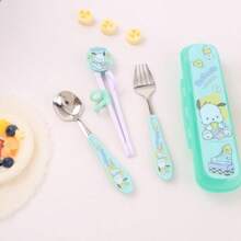 Sanrio Sanrio My Melody Stainless Steel Fork And Spoon Set With Box, Cartoon Cute Portable Reusable Tableware, Cute Home And Outdoor School Supplies, Camping Accessories Christmas Birthday Gifts