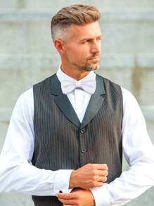 Men's Solid Color Elegant Jacquard Bow Tie, Pre-Tied Double Layer Solid Color Bowtie, Satin Formal Tuxedo Bowknot, Adjustable, Suitable For Groomsmen, Wedding, Party, Formal Events, Holiday Gift