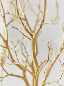 1/3Pcs Artificial Plastic Branches,Faux Antlers Tree Branch,Small Decorative Branch For Wedding Table Decoration,Baby Shower,Party Decor,Fake Plants Home Decor Christmas Decorations Room Decor Christmas - Gold - View 5