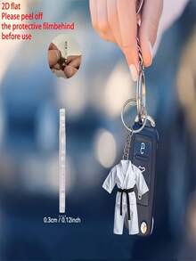 Llavero de cinturón negro de Taekwondo plano 2D, decoración acrílica para el Día de la Madre, el Día del Padre, el Ramadán, el espejo retrovisor del automóvil, accesorios creativos para el interior del automóvil, mochila de mujer, llavero, decoración para el hogar, cocina, bolso y llavero de múltiples funciones - regalo perfecto para ocasiones festivas con creatividad, no es un llavero de aleación de zinc con patrón deportivo de dibujos animados 3D, bohemio de todas las temporadas - Blanco y Negro - Ver 4