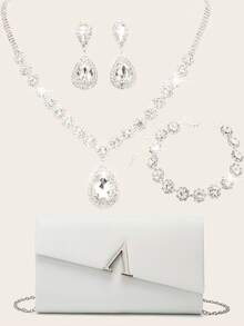 女士钻石首饰 闪耀奢华钻石首饰套装 闪耀项链 耳环 手链套装 个性闪耀PU手提包 V型五金 翻盖信封包 手提包 手提包 时尚宴会包 手提宴会包 手提钱包 优雅手提宴会包 女士舞会手提包 女士新娘宴会包 舞会手提包 金属链条手提包 婚礼派对手提包 酒会婚礼 新款钱包 宴会包 - 白色 - 查看 1