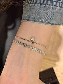 1pc Gold Stainless Steel Plated 18K Mesh Strap Watch Band Bracelet, Minimalist & Versatile For Daily Decoration - Mesh Bracelet - View 7