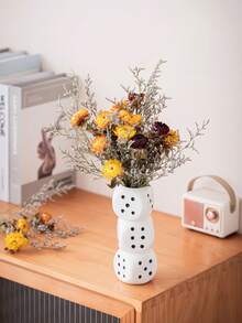 Creative Artistic Modern Nordic Geometric Small Flower Vase, Practical Hydroponic Ceramic Floral Decor For TV Stand, Home Decor - White - View 2