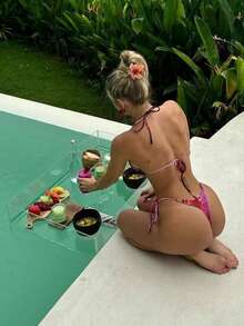 Bikinis Set Swimsuit Set For Women Swimwear Triangle Bathing Suit Tie String Thong - Purple - View 2