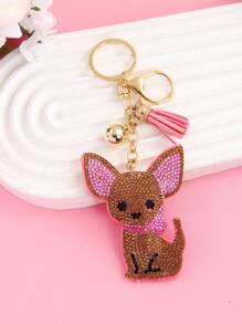 1pc Rhinestone Adorable Dog Keychain For Purse - Cute Puppy Bag Charm With Dangling Paws, Perfect For Backpack, Keys, Gift For Dog Lovers (Pet Lover Accessories)