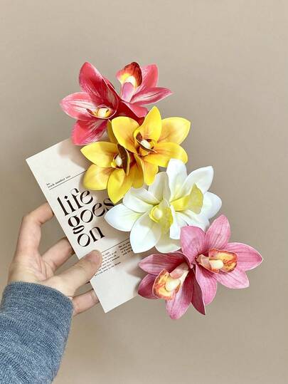 FURDANXINYI 5/4/1pc Handmade Realistic Blue Flower Hair Clip, Sweet Hawaiian Beach Holiday Decor Women Hair Accessories, Perfect For Spring/Summer