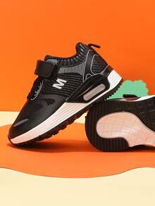 Baby Little Kids Breathable Air Cushion Sneakers Unisex Mesh Lightweight Easy Walk Casual Sport Easy StrapLace Athletic Tennis Running School Training Shoes For Boys Girls - Black - View 2