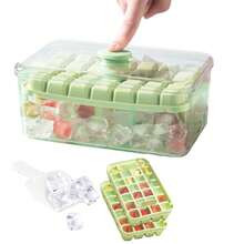 قالب ثلج بغطاء للضغط، صانع ثلج محكم الإغلاق مع ملعقة ثلج للثلاجة المنزلية قطعة واحدة - متعدد الألوان - مشاهدة 3