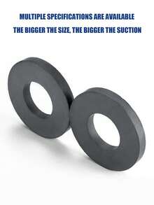 一个大圆形强力磁铁，带孔圆环磁铁，铁氧体磁铁，黑色环形磁铁，适用于建筑工地吸铁，手动改装应用等 - 黑色 - 查看 6