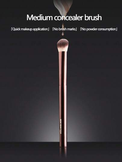 فرشاة تمويه بيضاوية هلالية رقم 19، شعيرات بوليستر ناعمة غير مسببة للحساسية، مقبض معدني، تغطية متناسقة مناسبة لجميع أنواع البشرة