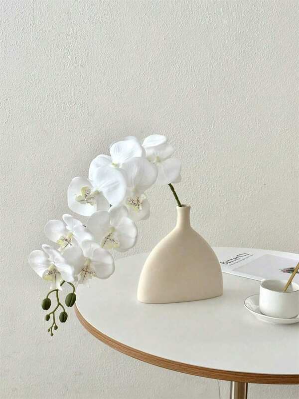 1 pieza Flor de orquídea Phalaenopsis artificial de 9 cabezas, de textura lujosa, para decoración del hogar en sala de estar, mesa de comedor, entrada, decoración de la sala de bodas