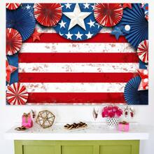 1PC Retro Independence Day Background Banner, Retro Patriotic Background Decoration Hanging Cloth And National Day Celebration Decoration, Patriotic Veterans Party Decoration Supplies, New Multi Functional Polyester Background Hanging Cloth, Corridor, Garden Photography Background, No Power Supply Required