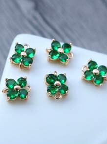 1 pieza/5 piezas Colgante de flor de trébol de cristal de circonia cúbica microincrusted, hecho a mano para hacer pulseras y joyas DIY, de aproximadamente 7,7 * 10 mm incluyendo el anillo, elegante kit de accesorios de colgante de cuentas portátil DIY