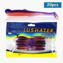 20pcs Multicolor PVC T-Shaped Soft Fishing Lures, Smelly Colorful Soft Fish Bait For Fly Fishing