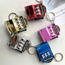 1 pieza Llavero con máquina de tragamonedas de moda, accesorio de plástico creativo para teléfono, accesorio único para bolso, adecuado para jugadores, juguete antiestrés, máquina de juego de azar en miniatura