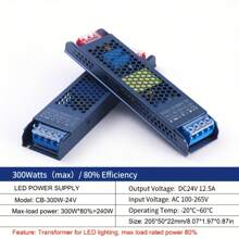 Transformador de fuente de alimentación de AC100V-265V a DC12V/24V 100W/300W, adecuado para luces LED de 12V/24V, CCTV, cámaras, radios, altavoces, amplificadores y otros dispositivos