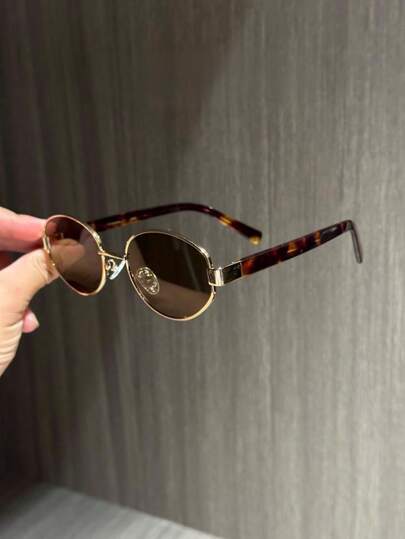 Retro Brown Metal Fashion Fashion Glasses, Classic Style, Suitable For Outdoor, Travel, Beach, Casual, Summer, For Summer Beach Vacation,Outdoor,Travel