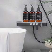 500ml Bathroom 3pcs Set Refillable Bottles, Shampoo & Conditioner Dispensers, With Waterproof Labels Back To School - Brown - View 4