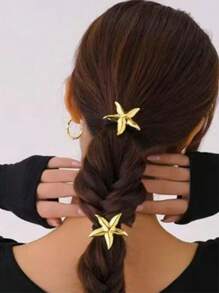 3/2/1 Stücke Ozeanmotiv Metall Seestern Haargummis, Zinklegierung Pferdeschwanz Halter Haargummis Haargummibänder Scrunchies Haarband Haargummi