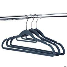 10pcs Flocked Covered Hanger, Horizontal Bar Clothes Rack For Daily Use