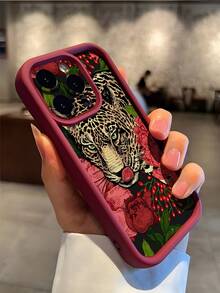 情人节复古火红花朵老虎图案软手机壳，防摔，兼容和S15/S15 Plus/S15 Pro/S15 Pro Max，防水防震防刮，国际版，非国内版 - 彩色 - 查看 3