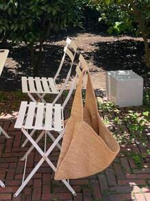 Bolsa de praia coreana de palha de vime tecida à mão, grande capacidade, estilo férias, casual, viagem, desleixada, chique, estilo, bolsa de ombro, axila, grande