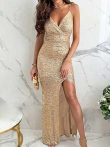 Đầm slip đính sequin thanh lịch dành cho nữ, đầm cocktail mùa hè gợi cảm, đầm dạ hội trang trọng, đầm dự tiệc, đầm dự đám cưới và đầm nghỉ xuân. - Rượu sâm banh - Xem 4