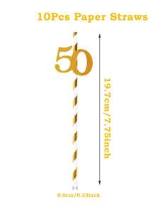 10pcs Birthday Disposable Paper Straws, Birthday Party Tableware Decoration Straws, Birthday Decoration Room Decoration Disposable Tableware Disposable Straws, Home Holiday Party Kitchen Decoration, 30th Birthday Decoration, 40th Birthday Decoration, 50th Birthday Decoration, Birthday Gift Party Favor