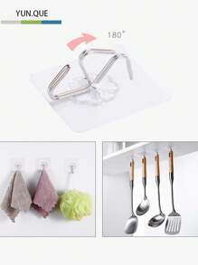 100/60/30/10pcs Adhesive Wall Hooks, Clear Self-Adhesive Hooks, Waterproof Damage-Free Hanging Hooks, Stainless Steel Detachable Wall Stickers, Bathroom Clothes Rack, Odorless Door Hanger, No-Drill Kitchen Hooks. Suitable For Bathroom, Shower, Kitchen, Outdoor, Towels, Keys. Transparent Strong Adhesive Hooks, No-Drill, Multi-Function Storage Rack, Ideal For Home, Kitchen, Bathroom, Living Room