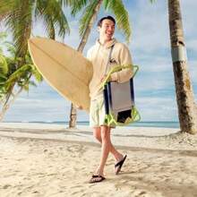 Quiksilver Low Beach Chair Lightweight Folding Chair With Adjustable Recline And Cup Holder Portable And Durable Chairs For Beach Camping Or Outdoor Events - 藍綠色1 - 查看 10