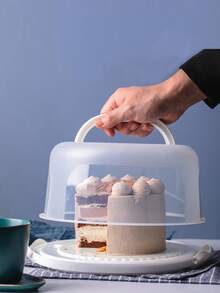 6" Reusable Cake Storage Box, Round Cake Portable Hand Carry PP Plastic Cake Carrier, Fridge/Freezer Friendly - White - View 9