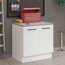 Madesa Under Garage Storage Cabinet With White Countertop - White - View 1